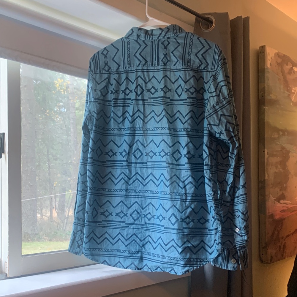 Blue Patterned Button-Up Shirt - Picture 2 of 3